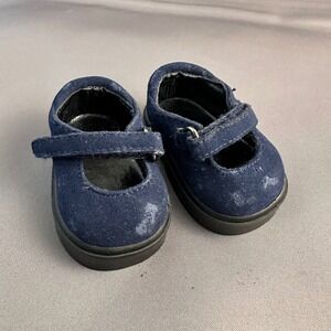 Vintage American Girl Navy Blue Faux Suede Platform Mary Jane Doll Shoes